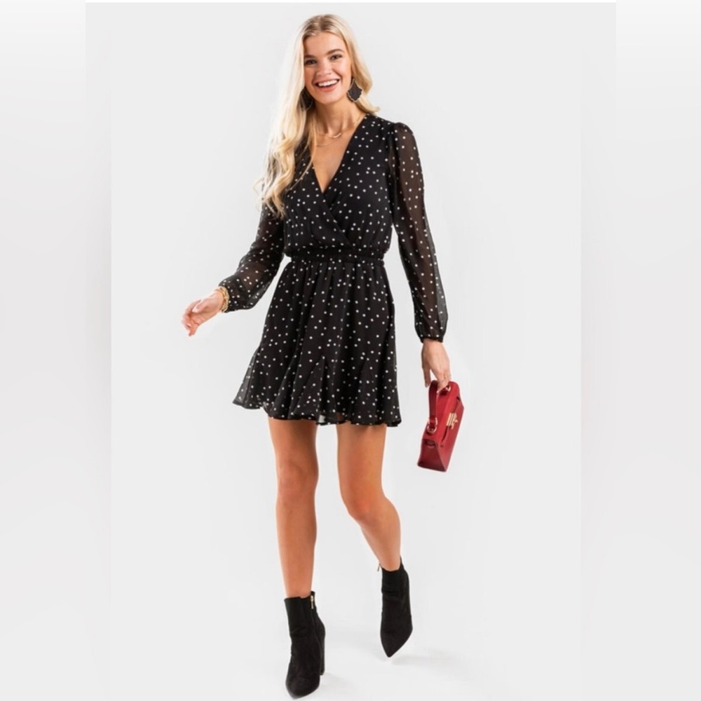 Miami Black polka dot a-line dress